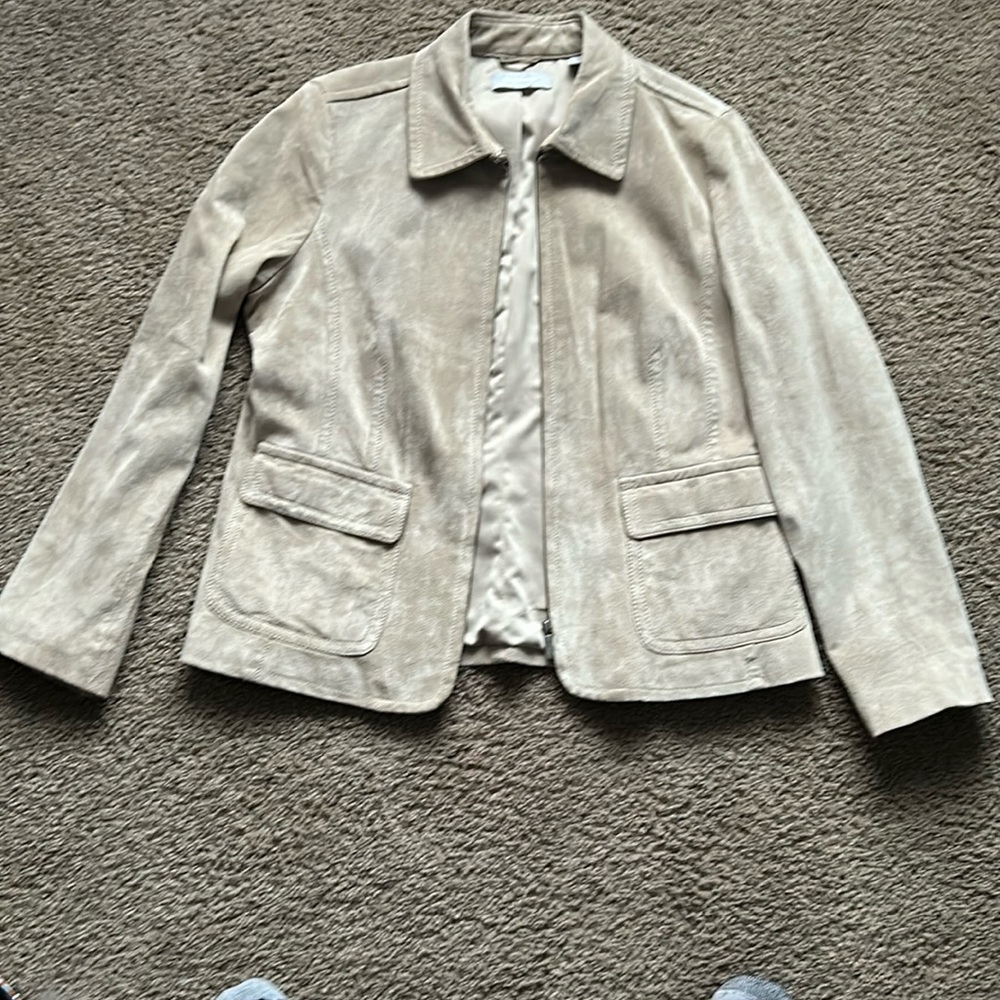 Tan faux sued jacket Liz Claiborne women’s large